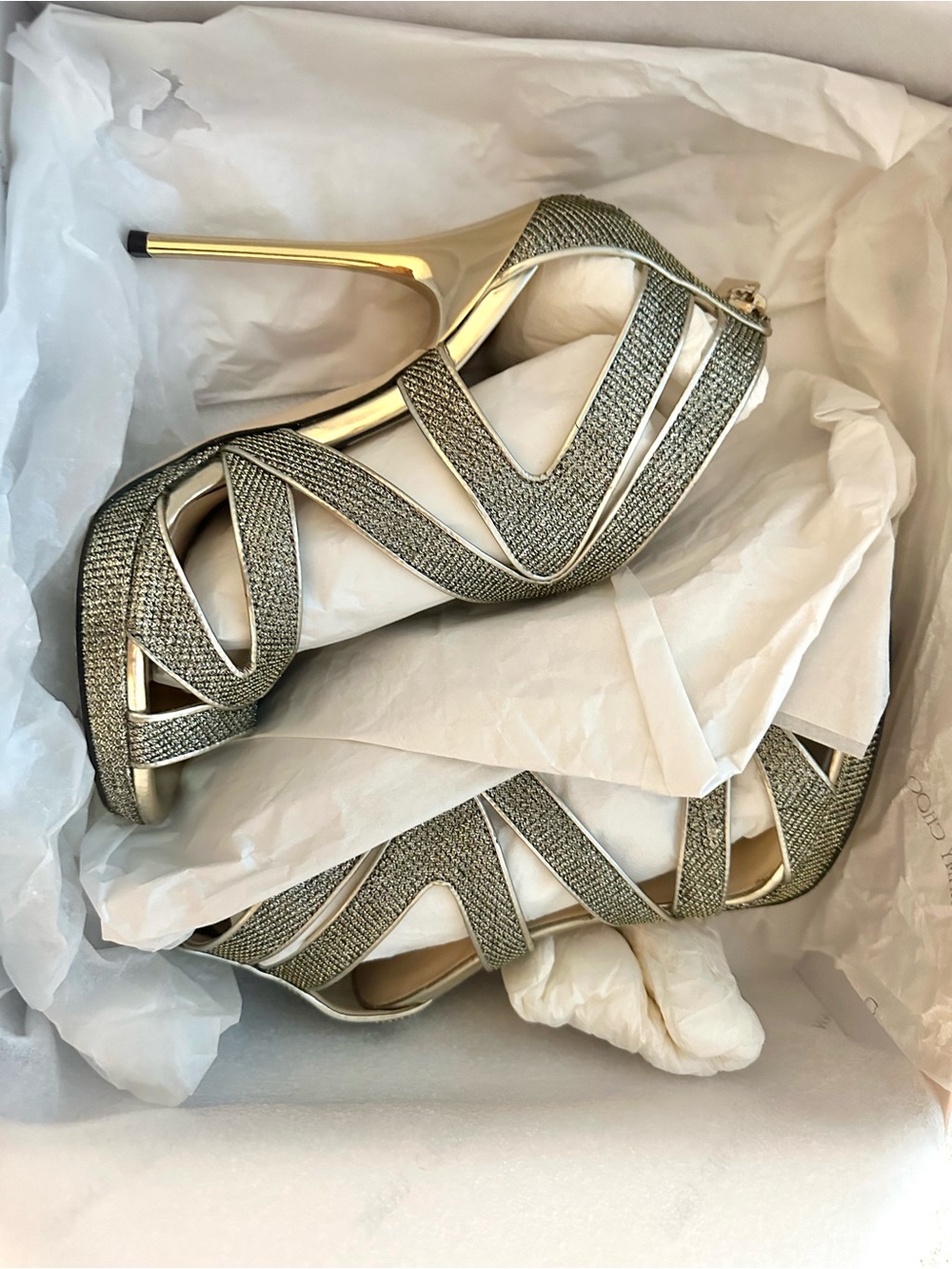 Jimmy Choo Lame Glitter Collar Stiletto’s